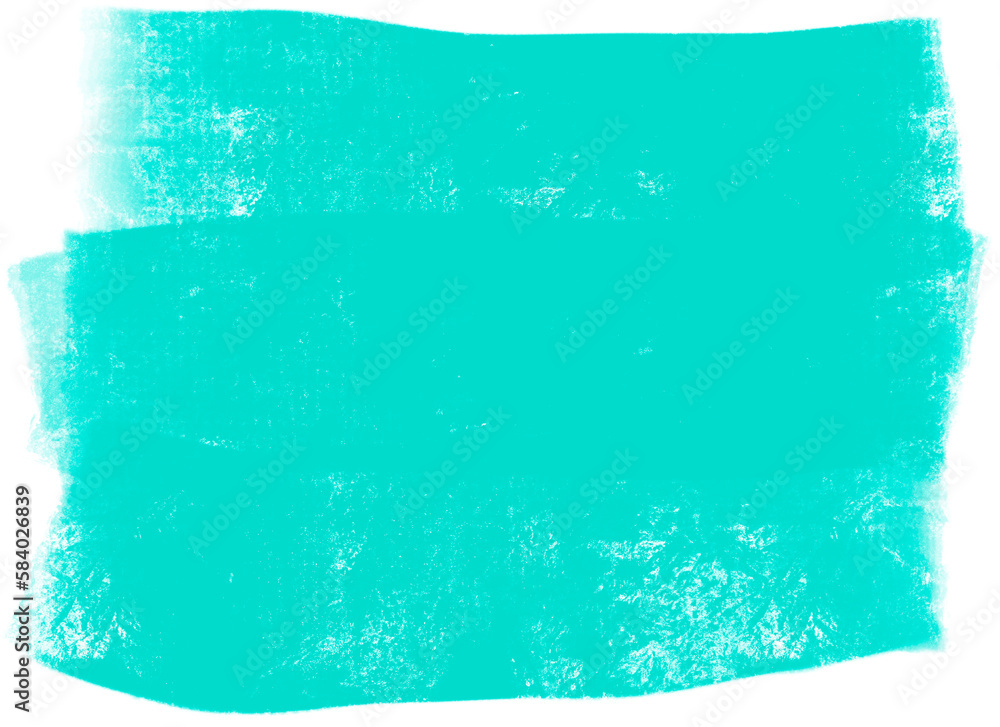 Turquoise square blot. Hand drawn chalk stain. Hand painted png background isolated on transparent background. - obrazy, fototapety, plakaty 