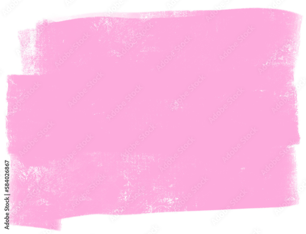 Pink square blot. Hand drawn chalk stain. Hand painted png background isolated on transparent background.