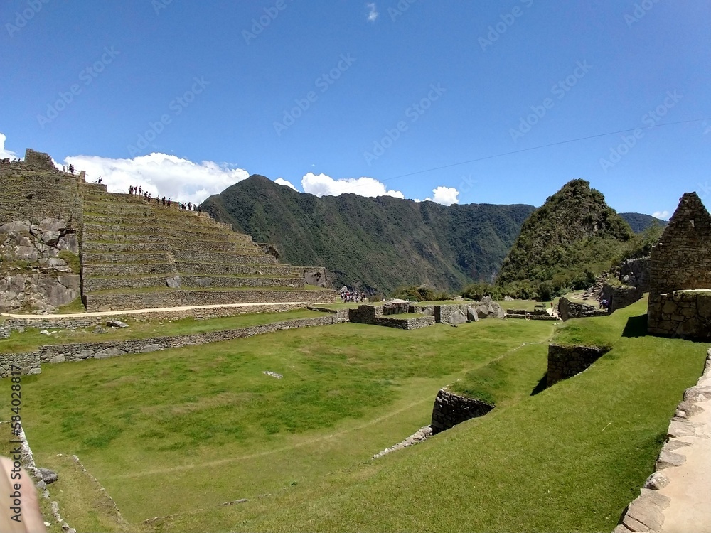 garden in the inca city of machu picchu peru