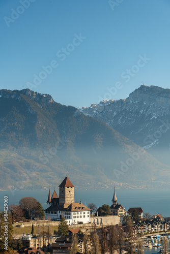 Spiez castle at the lake of Thun in Switzerland