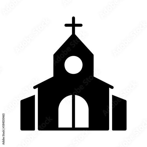 Church with cross isolated vector glyph icon