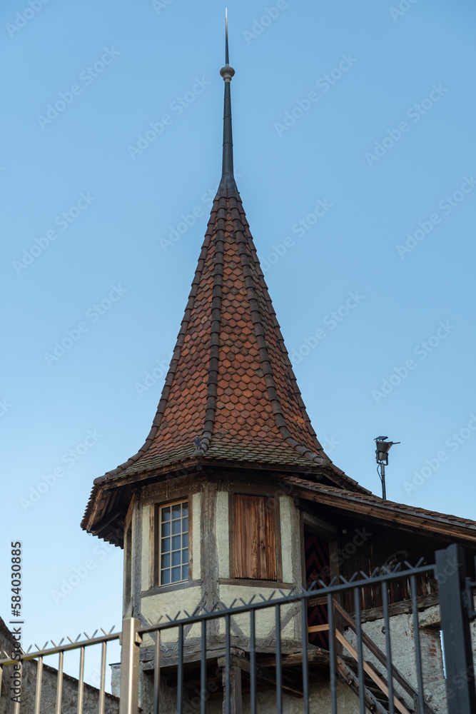 Little tower at the Thun castle in Switzerland Little tower at the Thun castle in Switzerland