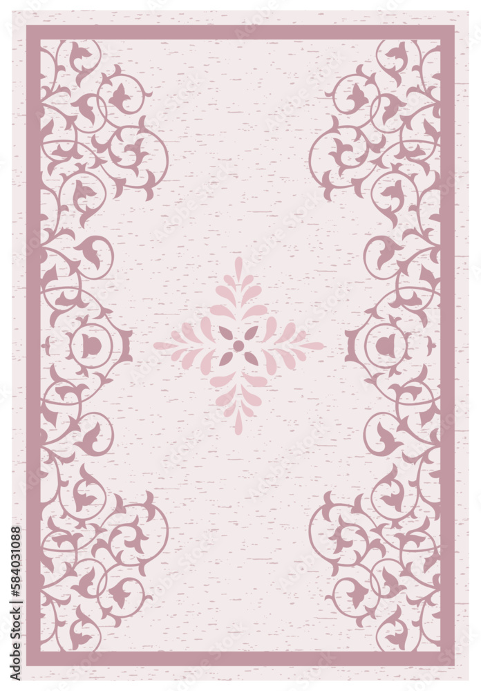 Classic patterned Leaf motif framed melange carpet pattern