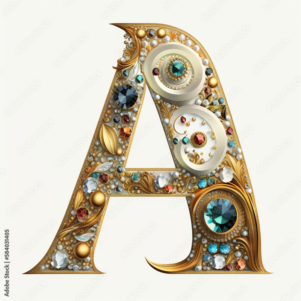 A gold letter a with a floral design in the middle. Generate ai A gold letter a with a floral design in the middle. Generate ai