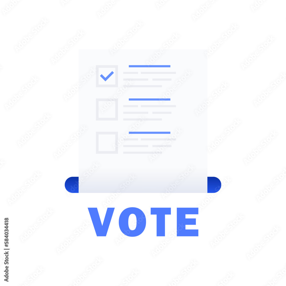 Voting design concept. Voter ballot going into a ballot box. Online voting and election. Vector illustration Voting design concept. Voter ballot going into a ballot box. Online voting and election. Vector illustration