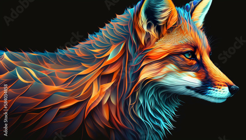 Abstract stylish Colorful fox.Generative AI.