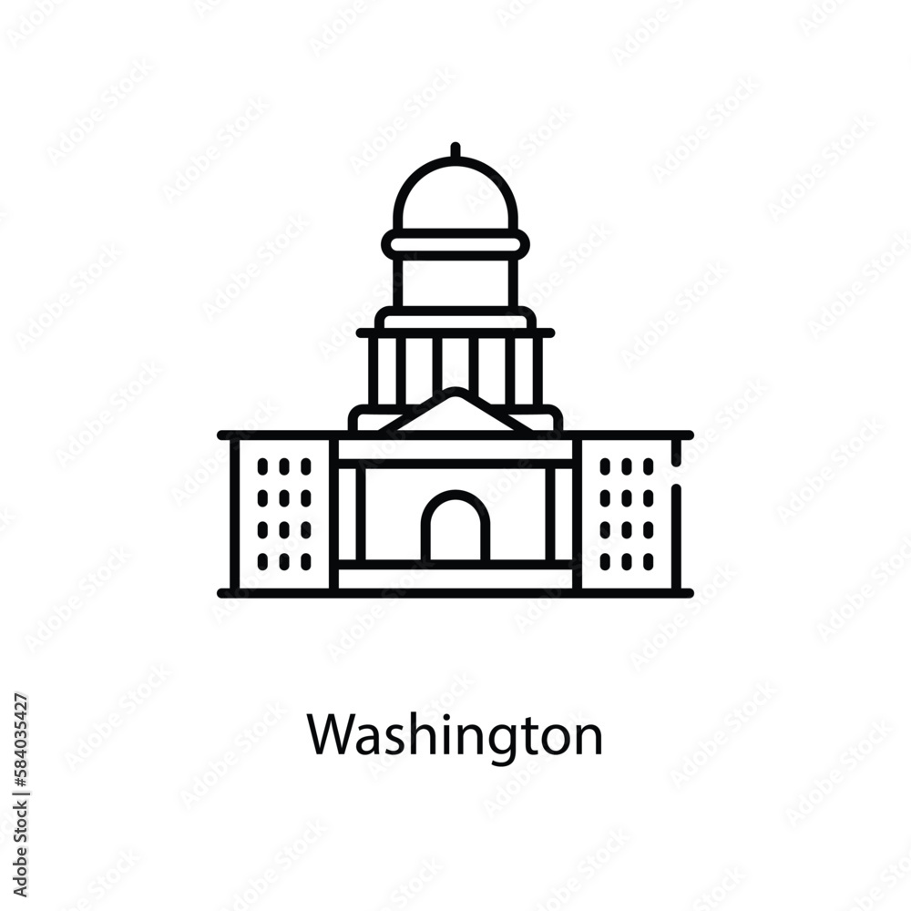Washington con. Suitable for Web Page, Mobile App, UI, UX and GUI design.