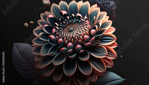 blossom flower close digital generative ai © KWY