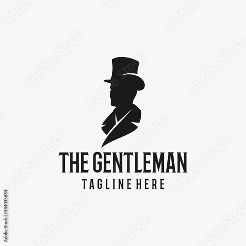 Man with Top Hat Silhouette for Gentleman Fashion 