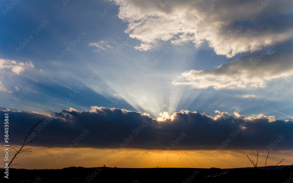 Sunset with clouds.