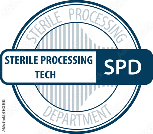 Sterile processing department tech round logo. Rubber stamp