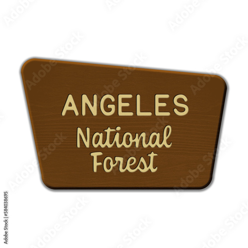 Angeles National Forest wood sign illustration on transparent background