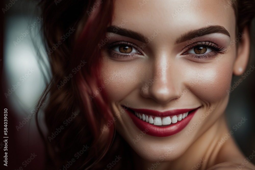 mature woman with dyed hair and matching makeup. Generative AI mature woman with dyed hair and matching makeup. Generative AI
