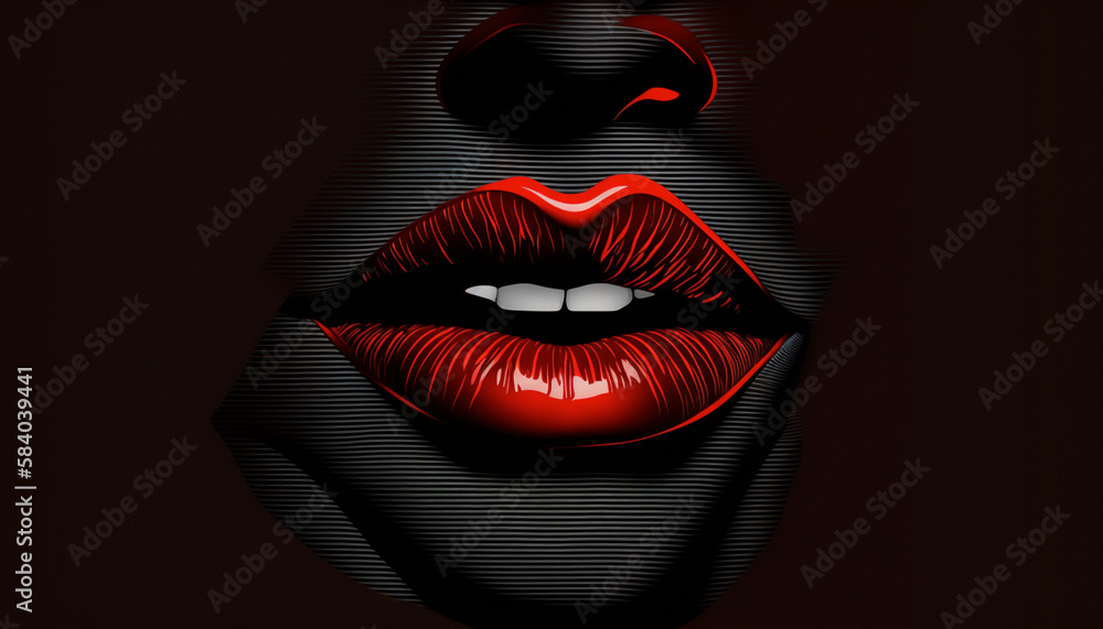 Black and red lips .Generative AI.