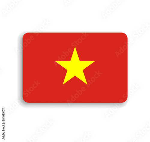 Vietnam flag - flat vector rectangle with rounded corners and dropped shadow.