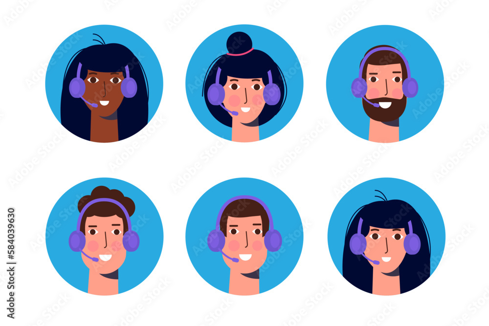 Call center avatar. Male and female avatar icon. Call center avatar. Male and female avatar icon.