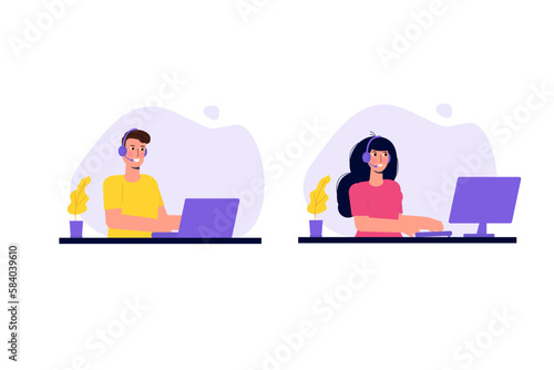 Call center avatar. Male and female avatar icon.