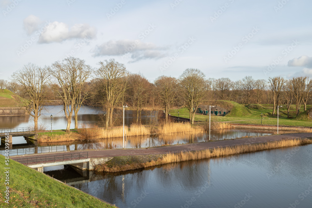 Bastion in the fortified town of Naarden in the Netherlands. Bastion in the fortified town of Naarden in the Netherlands.