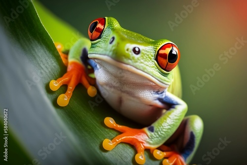 portrait of red eyed tree frog. Generative ai