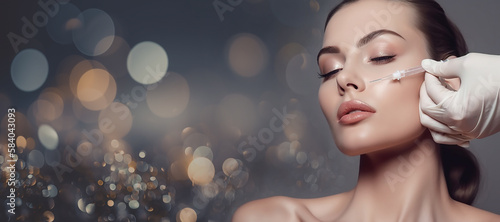beauty injection in the skin of the face of a young woman close-up, generative AI tools 
