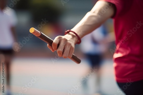 Runner in action during relay race. Generative AI