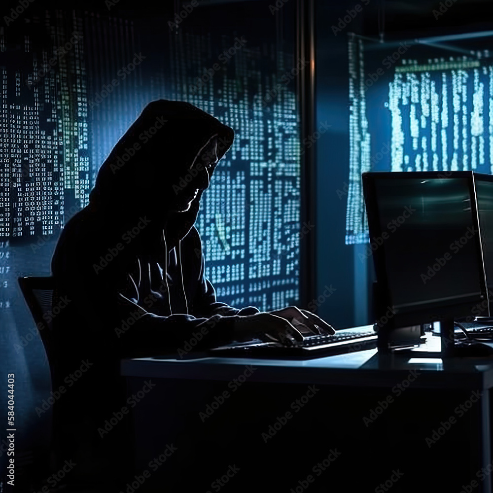 Cyber security digital hacker for corporate security. Digital and coding elements on a black background Cyber security digital hacker for corporate security. Digital and coding elements on a black background