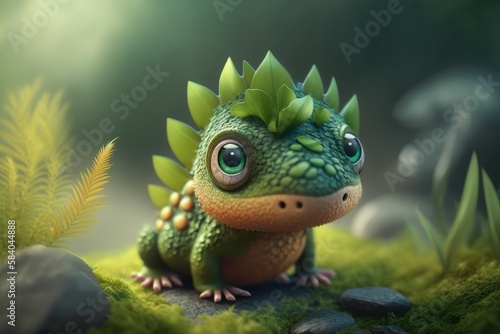 Cute adorable baby dragon  selective focus. AI generated  human enhanced