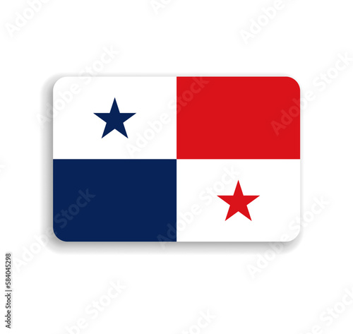 Panama flag - flat vector rectangle with rounded corners and dropped shadow.