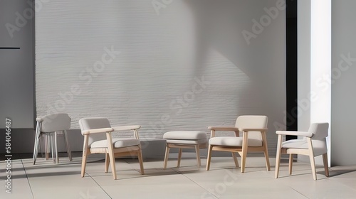 a group of chairs in front of a wall - Generative AI