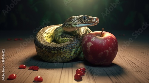 snake with an apple. Created with Generative AI