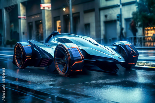 Concept race car in the city, future concept, generative ai