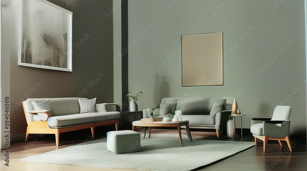 a living room with a couch, chair and table - Generative AI a living room with a couch, chair and table - Generative AI