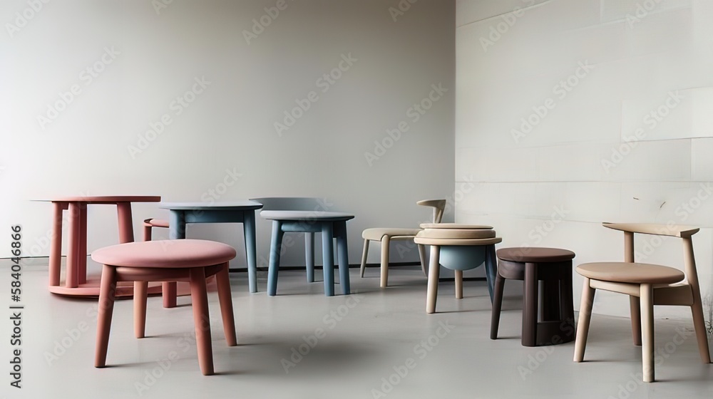 a group of stools in different colors - Generative AI