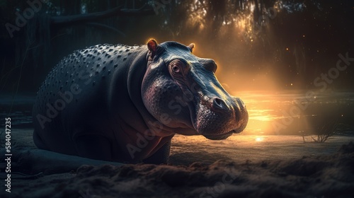 last hippo. Created with Generative AI.