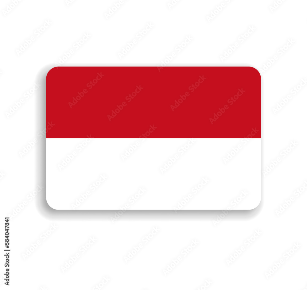 Monaco flag - flat vector rectangle with rounded corners and dropped shadow. Monaco flag - flat vector rectangle with rounded corners and dropped shadow.