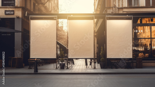 Three large empty banner mockups Illustration AI Generative.