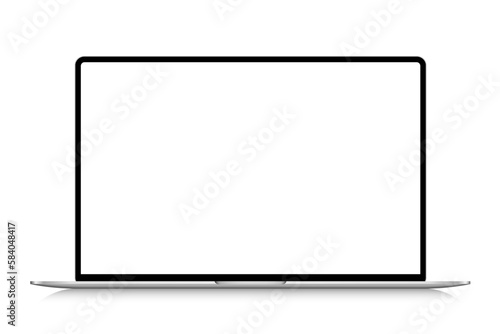 Isolated laptop mockup without background with blank screen. Stock royalty free vector illustration.	