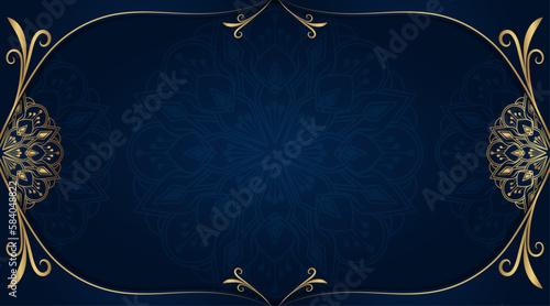 Blue background with golden mandala ornament