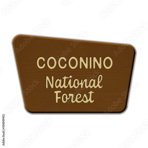 Coconino National Forest wood sign illustration on transparent background