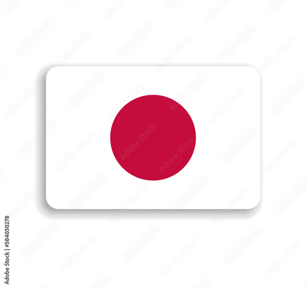Japan flag - flat vector rectangle with rounded corners and dropped shadow. Japan flag - flat vector rectangle with rounded corners and dropped shadow.