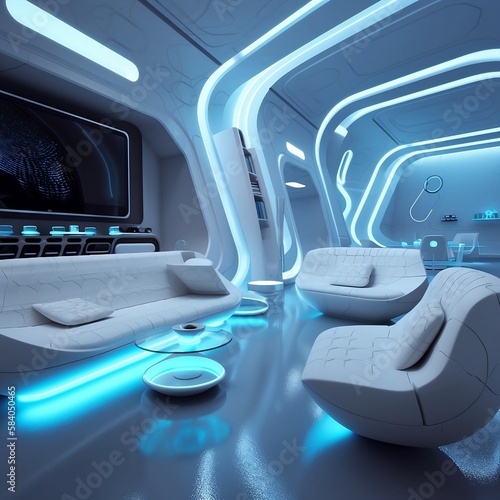 Futuristic Living Room Interior © Ben