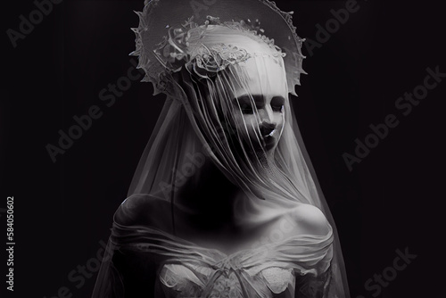 ominous, death bride concept, black and white, horror, fear, doom