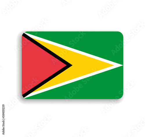 Guyana flag - flat vector rectangle with rounded corners and dropped shadow.