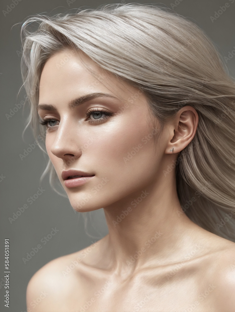 Fototapeta premium A beautiful woman portrait, studio shoot. Generative AI.