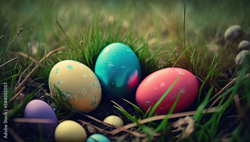 Easter eggs on the grass Easter eggs on the grass