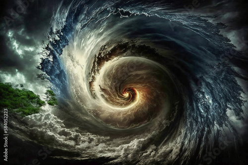 Hurricane picture from space, atmospheric cyclone. Generative AI