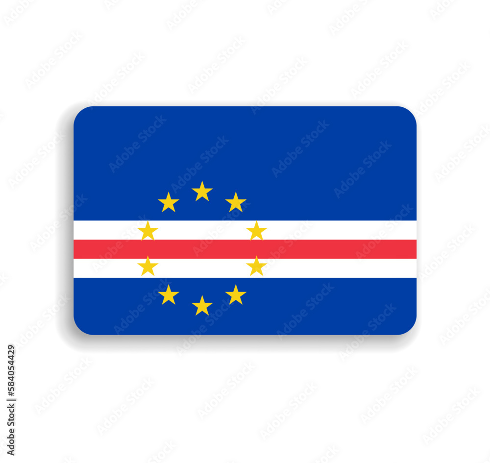 Cape Verde flag - flat vector rectangle with rounded corners and dropped shadow. Cape Verde flag - flat vector rectangle with rounded corners and dropped shadow.