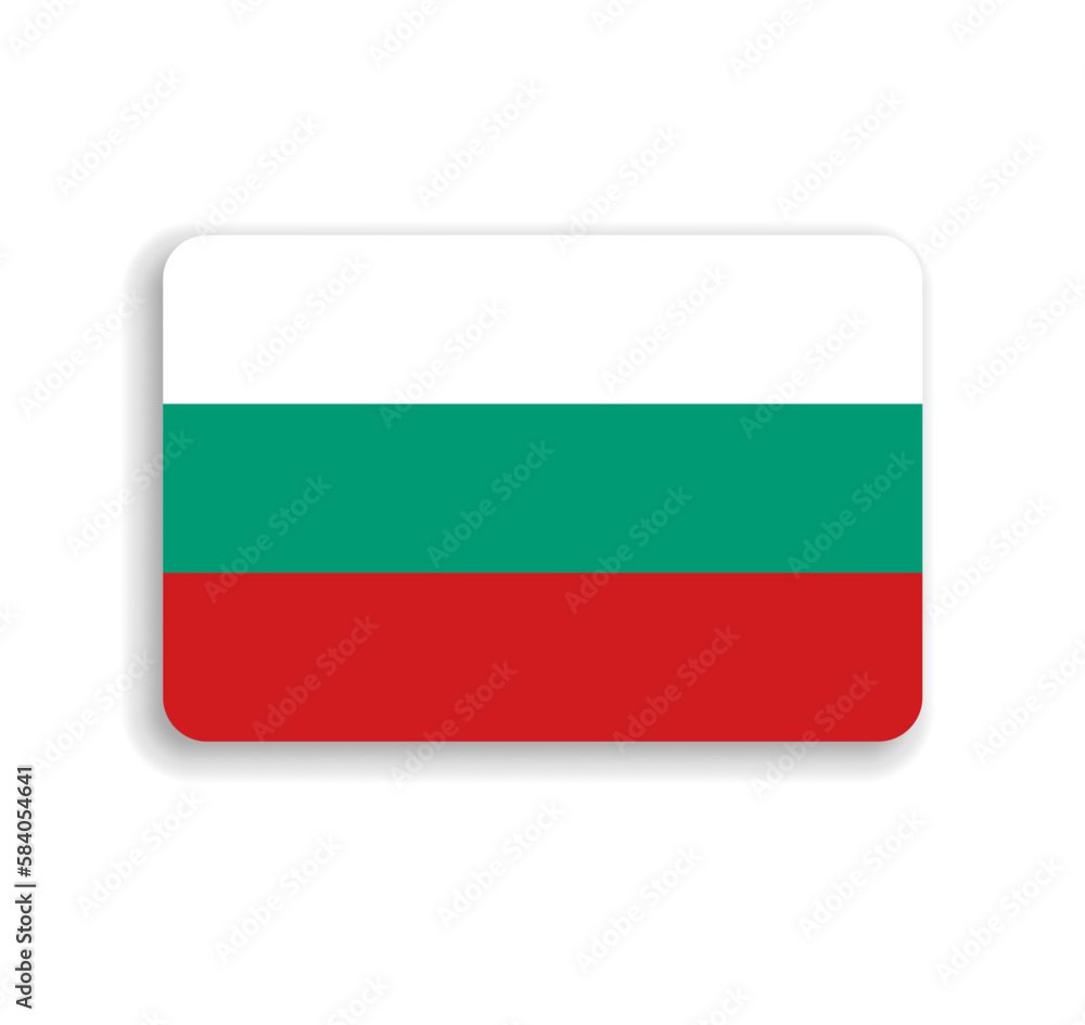 Bulgaria flag - flat vector rectangle with rounded corners and dropped shadow. Bulgaria flag - flat vector rectangle with rounded corners and dropped shadow.