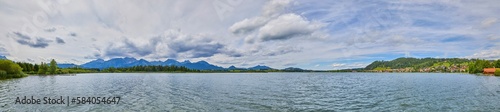 Beautiful panorama of the Hopfensee in Bavaria, South Germany.