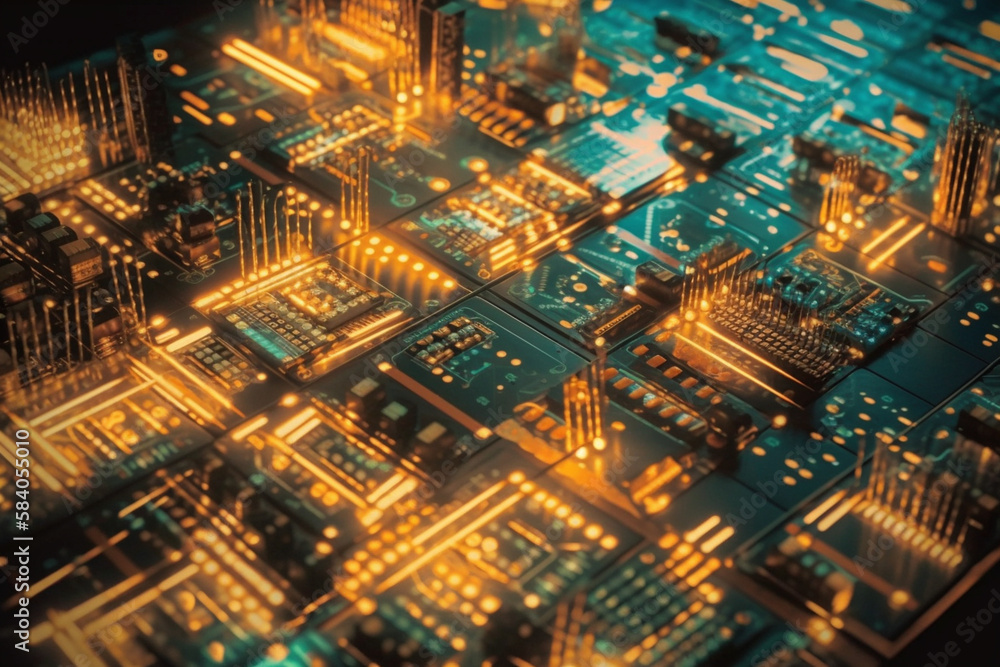A close-up of circuit boards and microchips wallpaper made by generative ai A close-up of circuit boards and microchips wallpaper made by generative ai